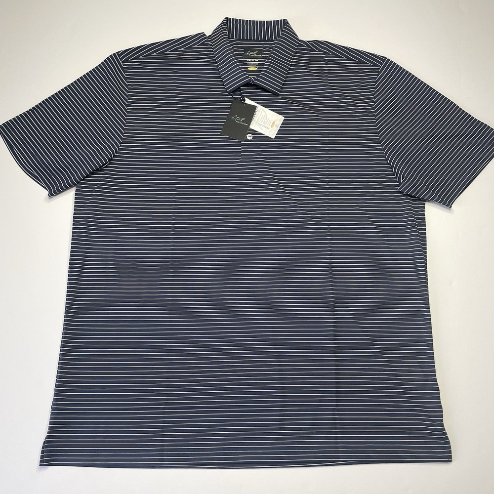 Greg Norman Performance Polo Shirt XXL Lightweight Breathable Striped Blue NWT